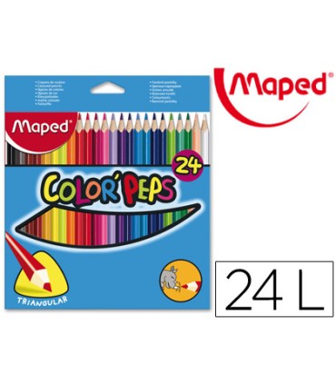 Lapices de colores maped triangulares caja de 24 unidades colores surtidos