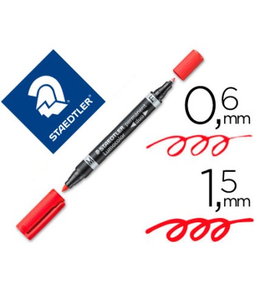 Rotulador staedtler lumocolor permanente duo 348 rojo punta f 06 mm punta m 15 mm