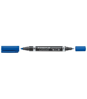 Rotulador staedtler lumocolor permanente duo 348 azul punta f 06 mm punta m 15 mm