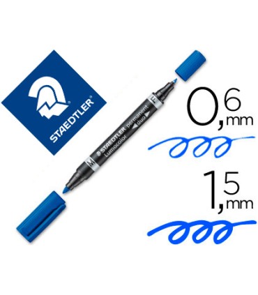 Rotulador staedtler lumocolor permanente duo 348 azul punta f 06 mm punta m 15 mm