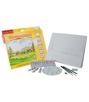 Set acuarela lidercolor contiene 10 laminas acuarela 27x38cm 1 paleta plast 12x12ml1 sacapunt 1 perfilador 1 goma