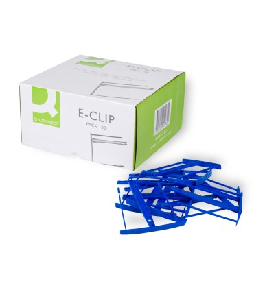 Encuadernador fastener q connect plastico e clips color azul caja de 100 unidades