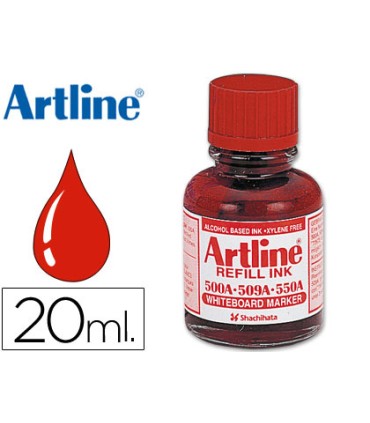 Tinta artline rojo para rotulador pizarra blanca 500a bote 20 ml