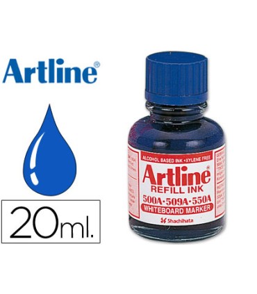 Tinta artline azul para rotulador pizarra blanca 500a bote 20 ml