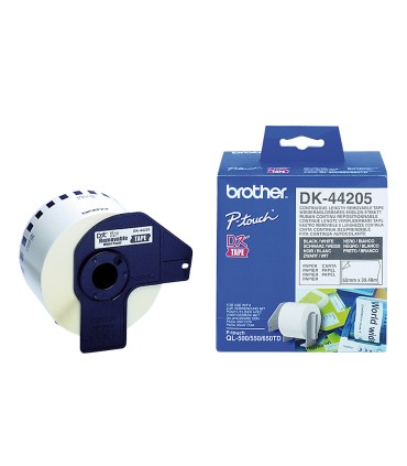 Etiqueta brother dk44205 cinta papel continuo adhesiva removible blanca 62x3048 mt