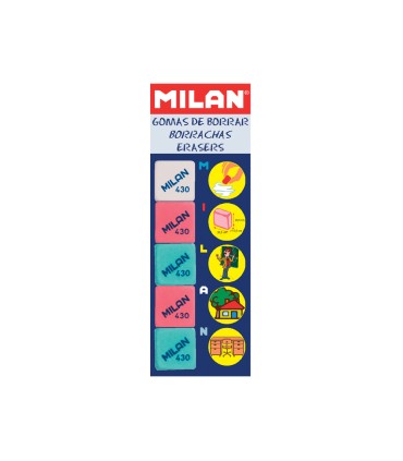 Goma de borrar milan 430 5 blister de 5 unidades