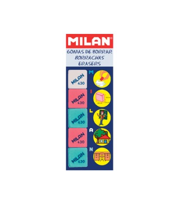 Goma de borrar milan 430 5 blister de 5 unidades