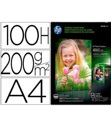 Papel fotografico hp din a4 semi glossy 200 gr paquete de 100 hojas