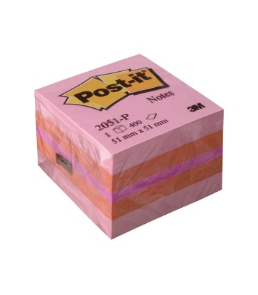 Bloc de notas adhesivas quita y pon post it 51x51 mm minicubo color rosa 2051 p 400 hojas