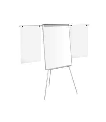 Pizarra blanca q connect con tripode 90x70x195cm y brazos extensibles para conferencias superficie laminada