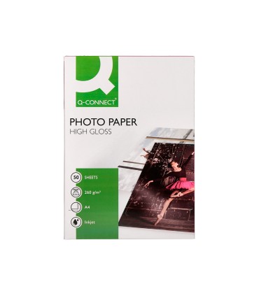 Papel q connect foto glossy din a4 alta calidad digital photo para ink jet bolsa de 50 hojas de 260 gr