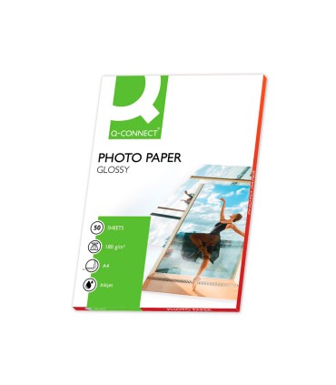 Papel q connect foto glossy din a4 alta calidad digital photo para ink jet bolsa de 50 hojas de 180 gr