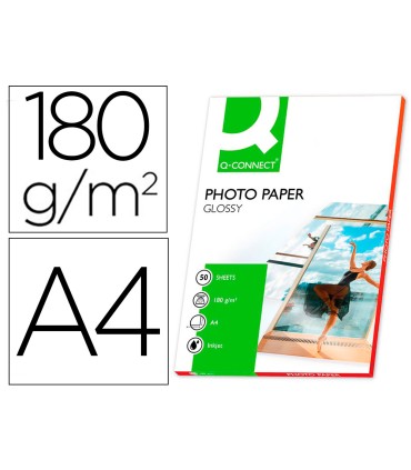 Papel q connect foto glossy din a4 alta calidad digital photo para ink jet bolsa de 50 hojas de 180 gr