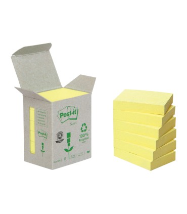 Bloc de notas adhesivas quita y pon reciclada en torre post it 38 x 51 mm 24 blocs 653 reciclado