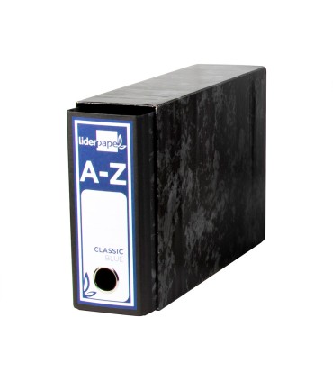 Caja archivador liderpapel classic blue cuarto apaisado negra