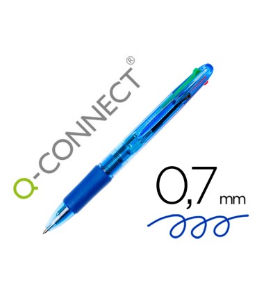 Boligrafo q connect 4 en 1 tinta 4 colores retractil con sujecion de caucho