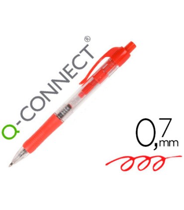 Boligrafo q connect retractil con sujecion de caucho tinta aceite 07 mm color rojo