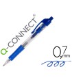 Boligrafo q-connect retractil con sujecion de caucho tinta aceite 0,7 mm color azul