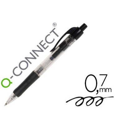 Boligrafo q connect retractil con sujecion de caucho tinta aceite 07 mm color negro