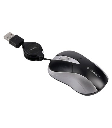 Raton q connect mini optico 800 dpi retractil usb 15 ghz negro