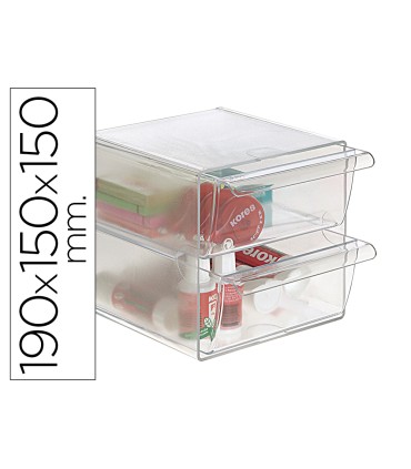 Archicubo archivo 2000 2 cajones organizador modular plastico 190x150x150 mm incluye 2 clips de sujecion