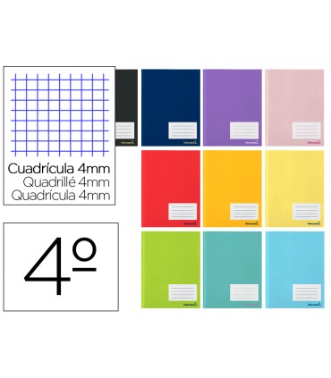 Libreta liderpapel smart a5 80 hojas 60g m2 cuadro 4mm con margen colores surtidos tapa blanda