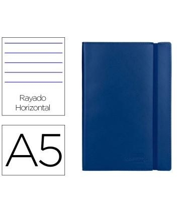 Libreta liderpapel simil piel a5 120 hojas 70g m2 horizontal sin margen azul