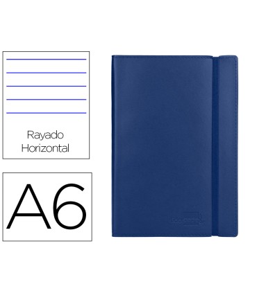 Libreta liderpapel simil piel a6 120 hojas 70g m2 horizontal sin margen azul