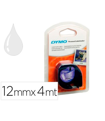 Cinta dymo 12mmx4mt transparente para maquina letratag