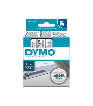 Cinta dymo negro transparente 9mm x 7mt d1