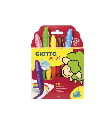 Lapices cera giotto super bebe caja de 10 colores surtidos sacapuntas