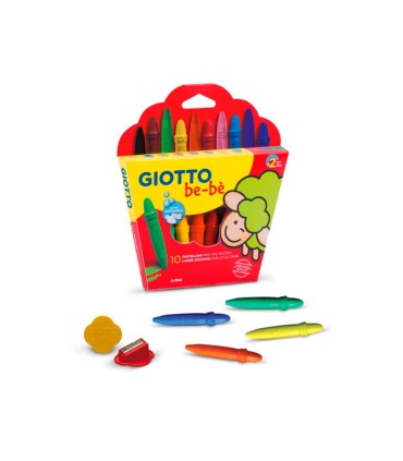 Lapices cera giotto super bebe caja de 10 colores surtidos sacapuntas