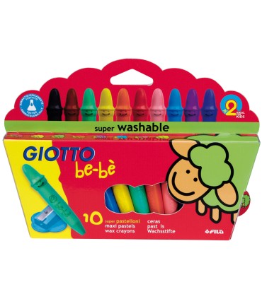 Lapices cera giotto super bebe caja de 10 colores surtidos sacapuntas