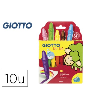 Lapices cera giotto super bebe caja de 10 colores surtidos sacapuntas