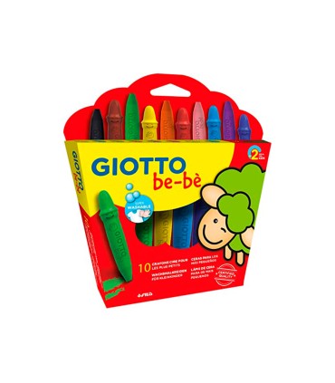 Lapices cera giotto super bebe caja de 10 colores surtidos sacapuntas