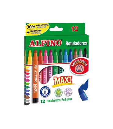 Rotulador alpino maxi caja de 12 colores surtidos