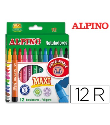 Rotulador alpino maxi caja de 12 colores surtidos