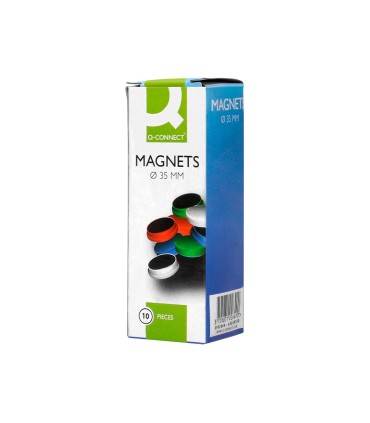 Iman para sujecion q connect ideal para pizarras magneticas35 mm colores surtidos caja de 10 unidades