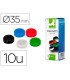 Iman para sujecion q connect ideal para pizarras magneticas35 mm colores surtidos caja de 10 unidades