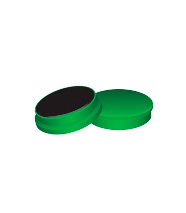 Iman para sujecion q connect ideal para pizarras magneticas35 mm verde caja de 10 unidades