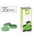 Iman para sujecion q connect ideal para pizarras magneticas35 mm verde caja de 10 unidades