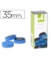 Iman para sujecion q-connect ideal para pizarras magneticas35 mm azul caja de 10 unidades