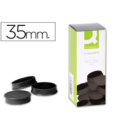 Iman para sujecion q connect ideal para pizarras magneticas35 mm negro caja de 10 unidades