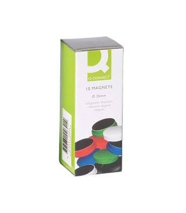 Iman para sujecion q connect ideal para pizarras magneticas25 mm colores surtidos caja de 10 unidades