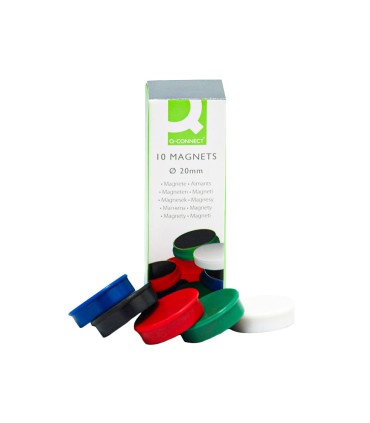 Iman para sujecion q connect ideal para pizarras magneticas20 mm colores surtidos caja de 10 unidades