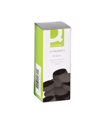 Iman para sujecion q connect ideal para pizarras magneticas20 mm negro caja de 10 unidades