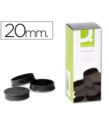 Iman para sujecion q connect ideal para pizarras magneticas20 mm negro caja de 10 unidades