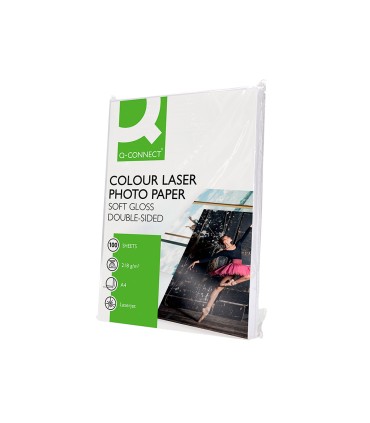 Papel q connect foto glossy din a4 para fotocopiadoras e impresoras laser paquete de 100 hojas de 218 gr