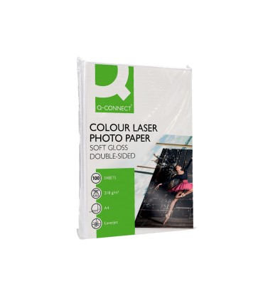 Papel q connect foto glossy din a4 para fotocopiadoras e impresoras laser paquete de 100 hojas de 218 gr