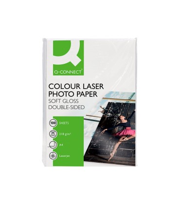 Papel q connect foto glossy din a4 para fotocopiadoras e impresoras laser paquete de 100 hojas de 218 gr